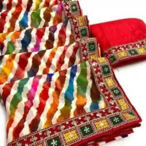 Striped Bollywood Georgette Saree  (Multicolor)