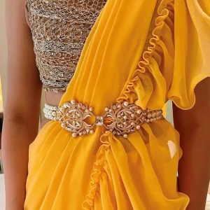 Saree waist belt King Style Gold Sequin Embellished Saree Waist Belt for women and girls