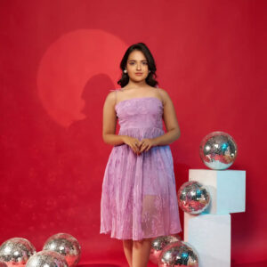 The Lavender Burnout Pleated Party Dress